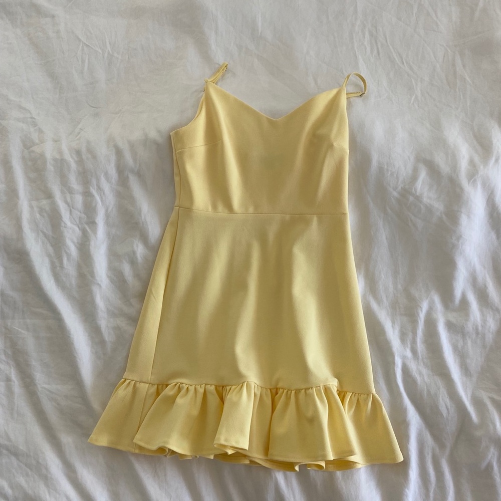 1. State Yellow Ruffle Hem Dress